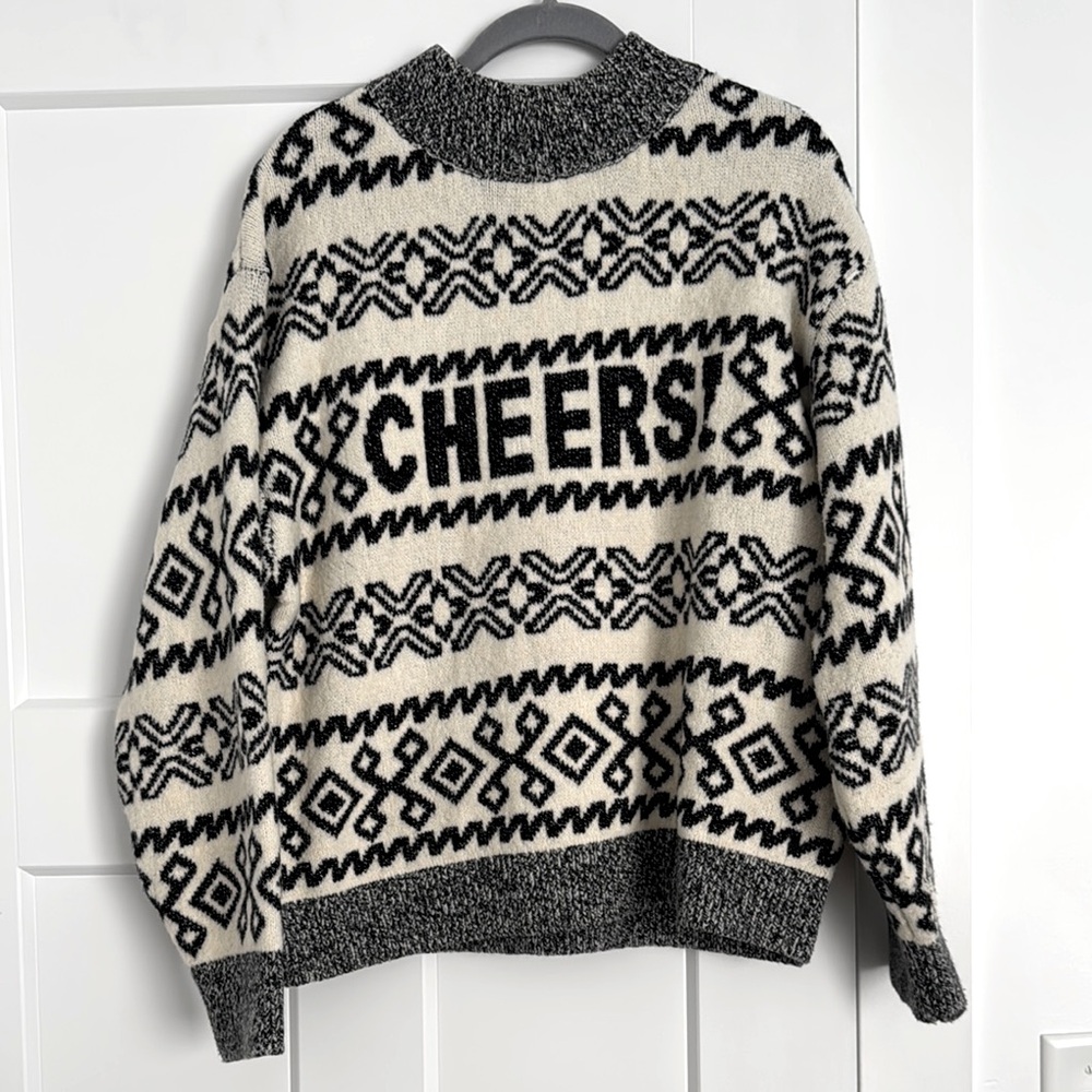 Viral CHEERS Black and Cream Sweater
